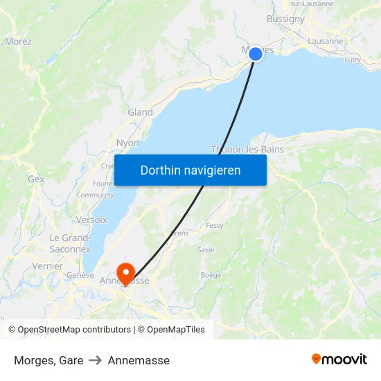 Morges, Gare to Annemasse map