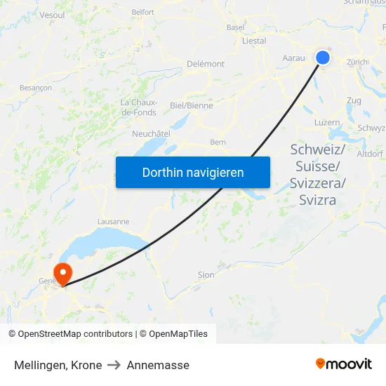 Mellingen, Krone to Annemasse map