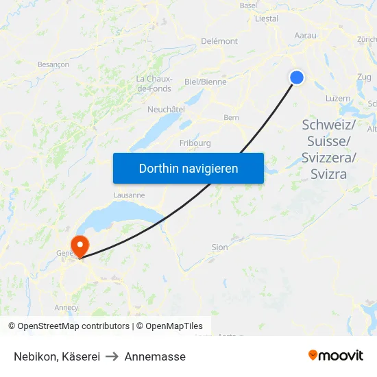 Nebikon, Käserei to Annemasse map