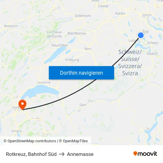 Rotkreuz, Bahnhof Süd to Annemasse map
