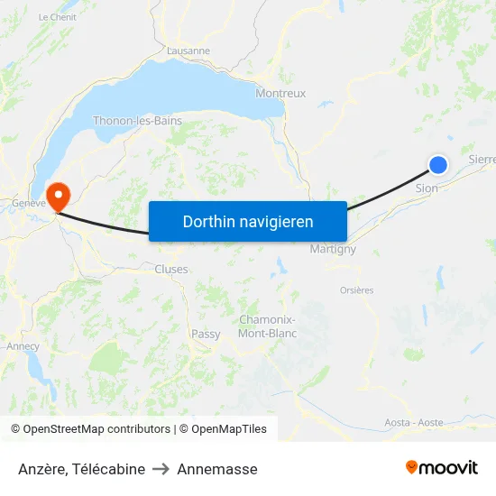 Anzère, Télécabine to Annemasse map