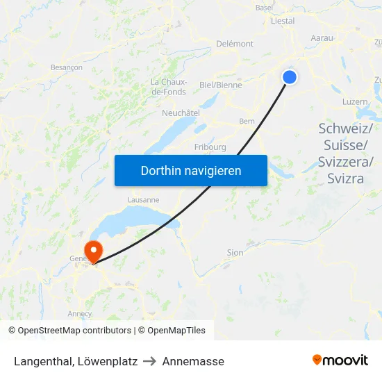 Langenthal, Löwenplatz to Annemasse map
