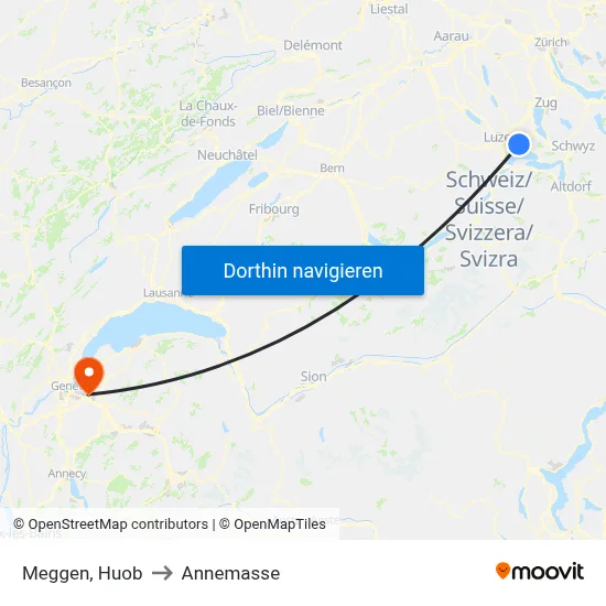 Meggen, Huob to Annemasse map