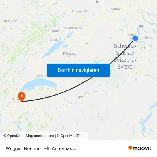 Weggis, Neubüel to Annemasse map