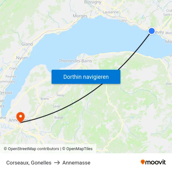 Corseaux, Gonelles to Annemasse map