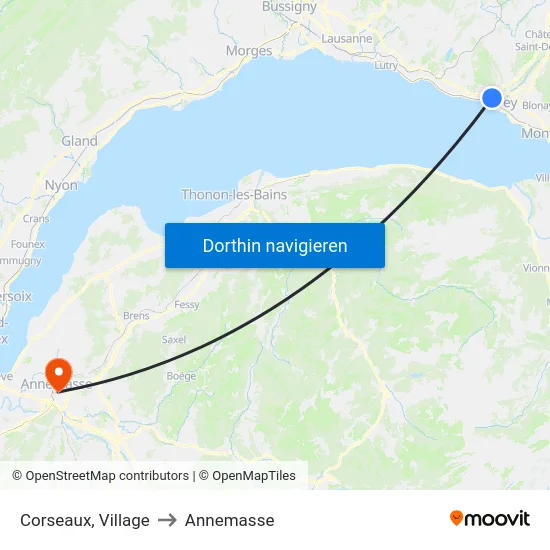Corseaux, Village to Annemasse map
