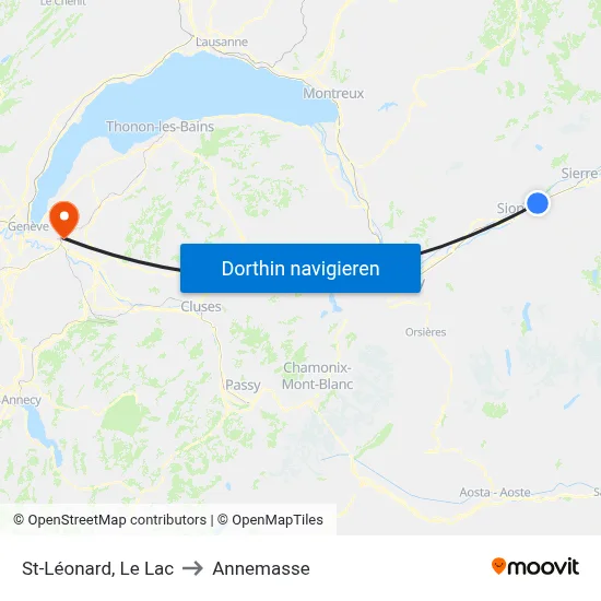 St-Léonard, Le Lac to Annemasse map