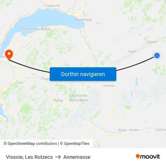 Vissoie, Les Rotzecs to Annemasse map