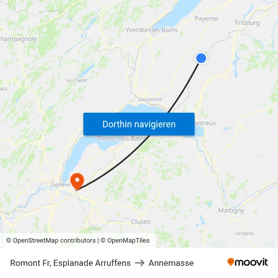 Romont Fr, Esplanade Arruffens to Annemasse map