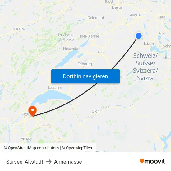 Sursee, Altstadt to Annemasse map