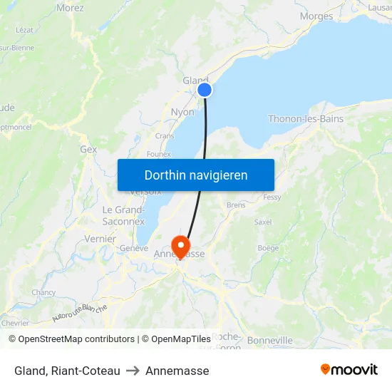 Gland, Riant-Coteau to Annemasse map