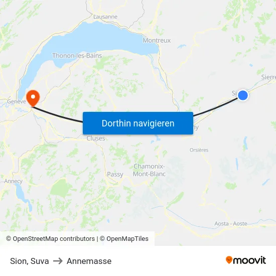 Sion, Suva to Annemasse map