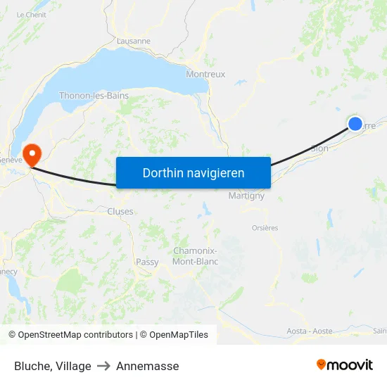 Bluche, Village to Annemasse map