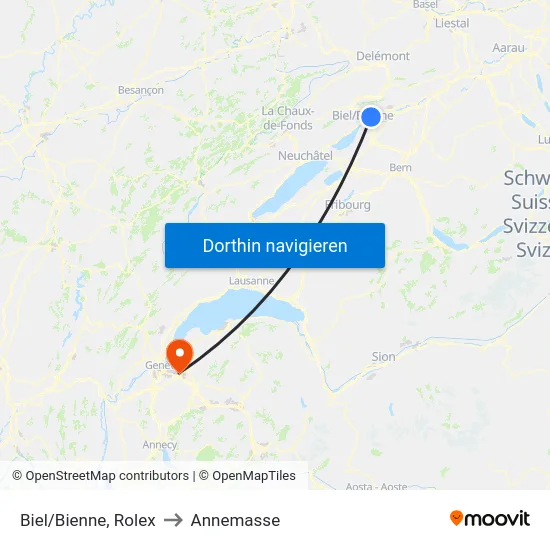 Biel/Bienne, Rolex to Annemasse map