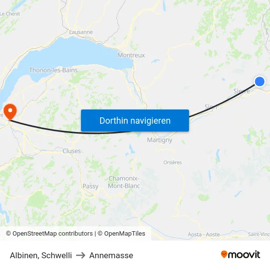 Albinen, Schwelli to Annemasse map