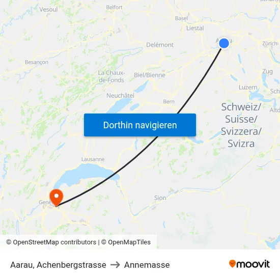 Aarau, Achenbergstrasse to Annemasse map
