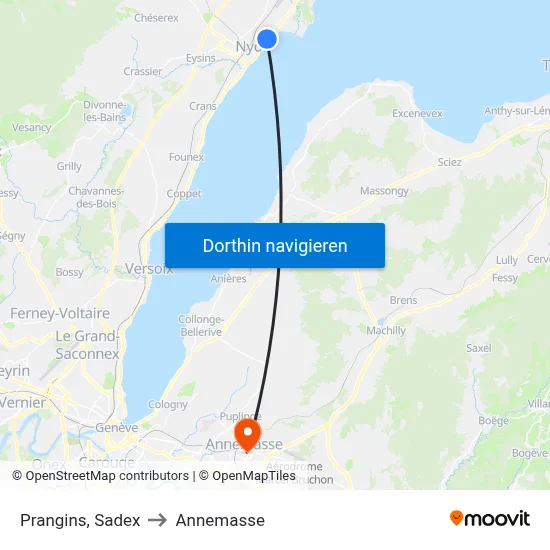 Prangins, Sadex to Annemasse map