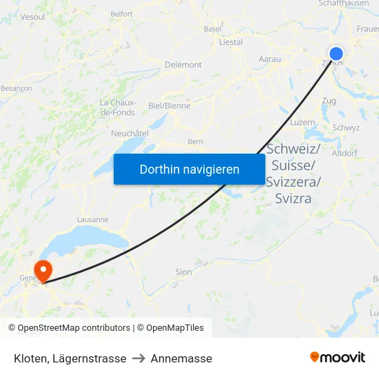 Kloten, Lägernstrasse to Annemasse map