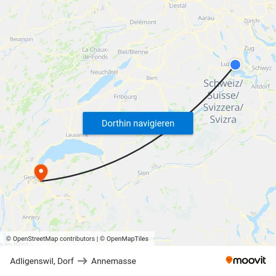 Adligenswil, Dorf to Annemasse map