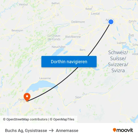 Buchs Ag, Gysistrasse to Annemasse map