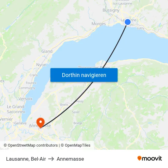 Lausanne, Bel-Air to Annemasse map