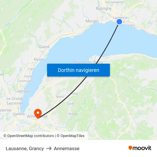 Lausanne, Grancy to Annemasse map