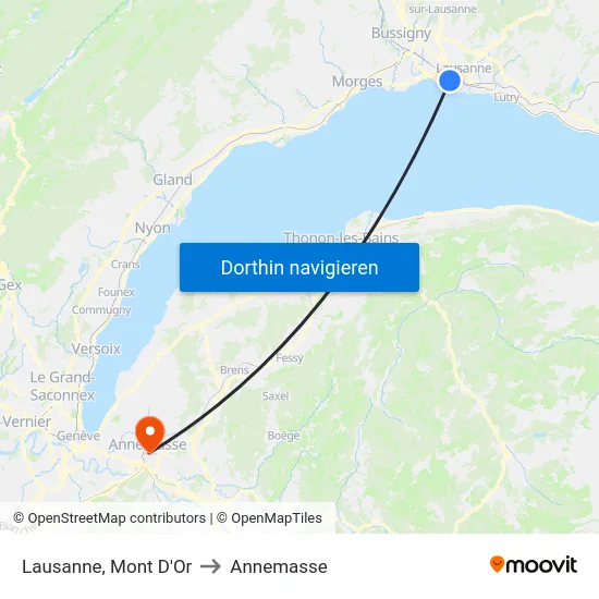 Lausanne, Mont D'Or to Annemasse map