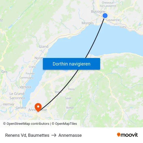 Renens Vd, Biondes to Annemasse map