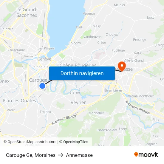 Carouge Ge, Moraines to Annemasse map