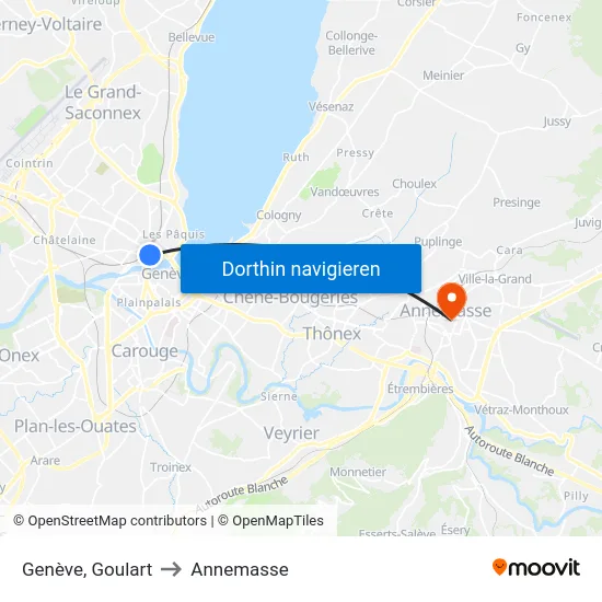 Genève, Goulart to Annemasse map