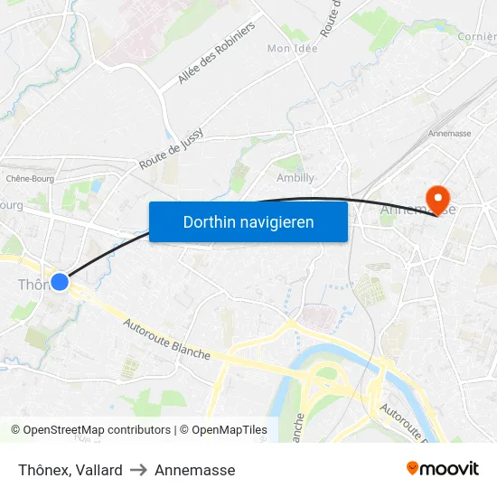 Thônex, Vallard to Annemasse map