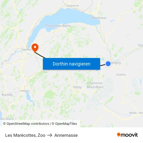 Les Marécottes, Zoo to Annemasse map