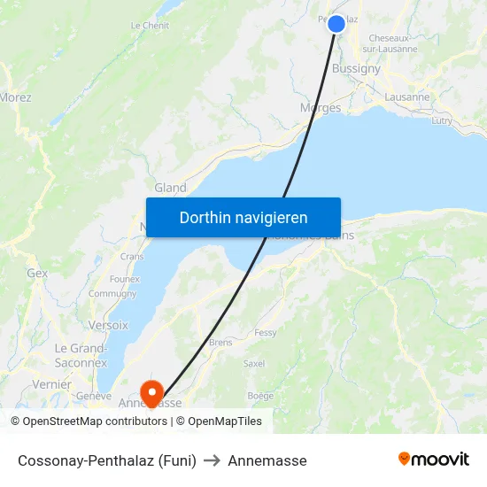 Cossonay-Penthalaz (Funi) to Annemasse map