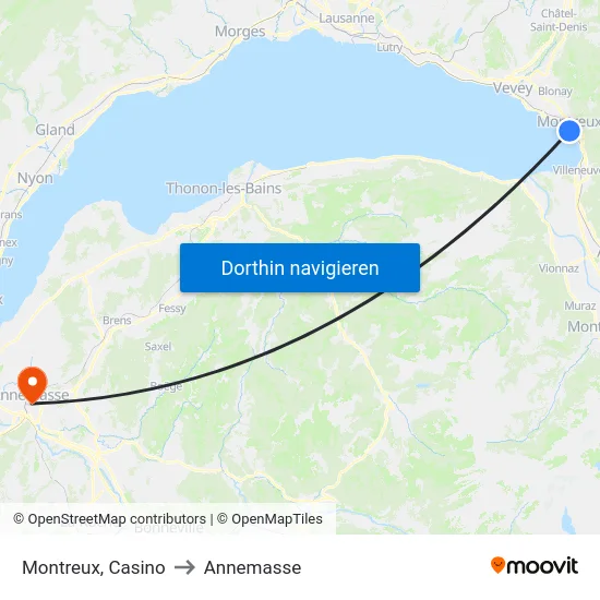 Montreux, Casino to Annemasse map
