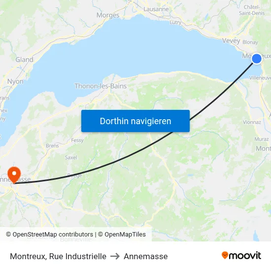 Montreux, Rue Industrielle to Annemasse map