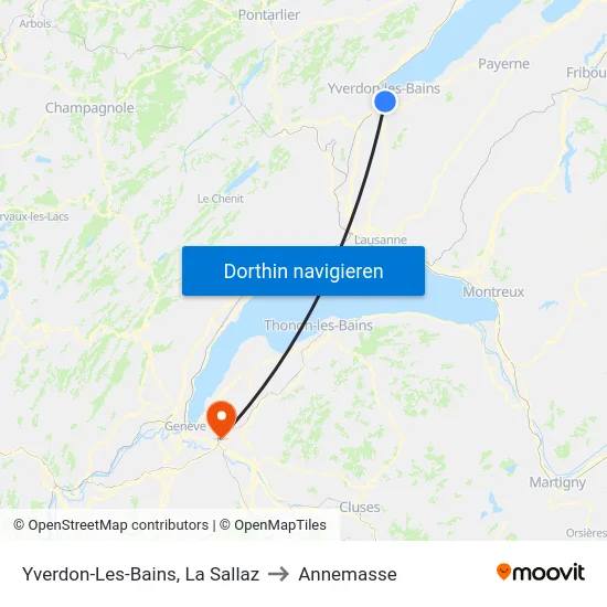 Yverdon-Les-Bains, La Sallaz to Annemasse map