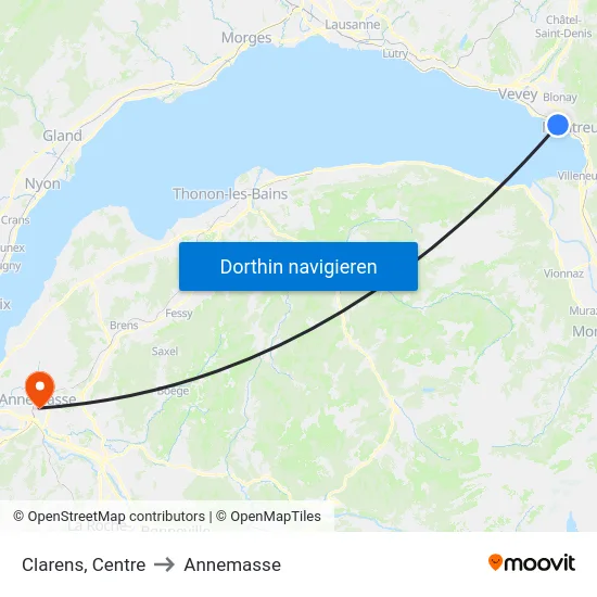 Clarens, Centre to Annemasse map