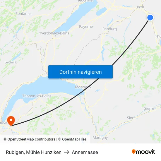 Rubigen, Mühle Hunziken to Annemasse map