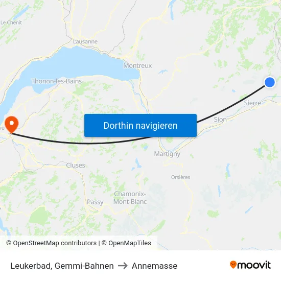 Leukerbad, Gemmi-Bahnen to Annemasse map