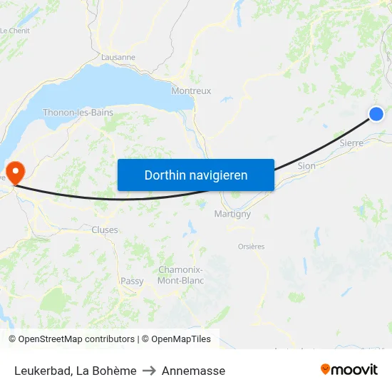 Leukerbad, La Bohème to Annemasse map
