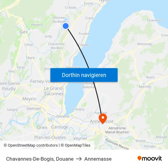 Chavannes-De-Bogis, Douane to Annemasse map