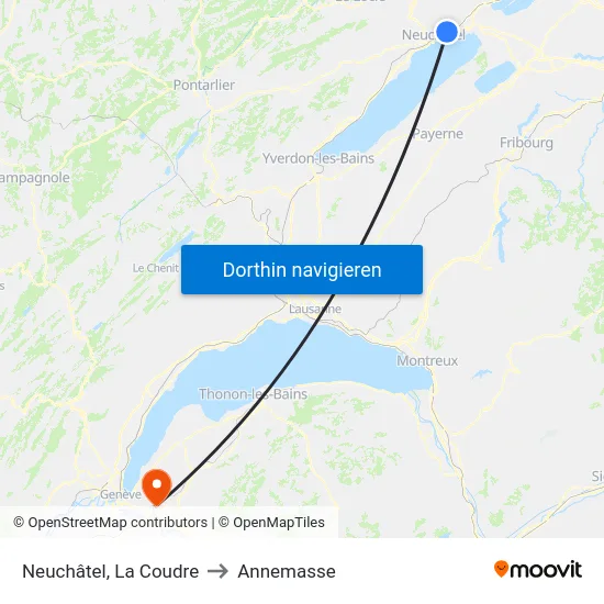 Neuchâtel, La Coudre to Annemasse map