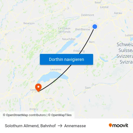 Solothurn Allmend, Bahnhof to Annemasse map