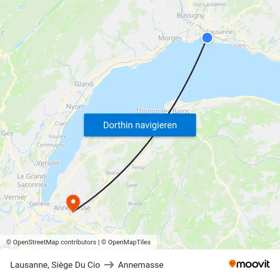 Lausanne, Siège Du Cio to Annemasse map