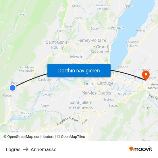 Logras to Annemasse map