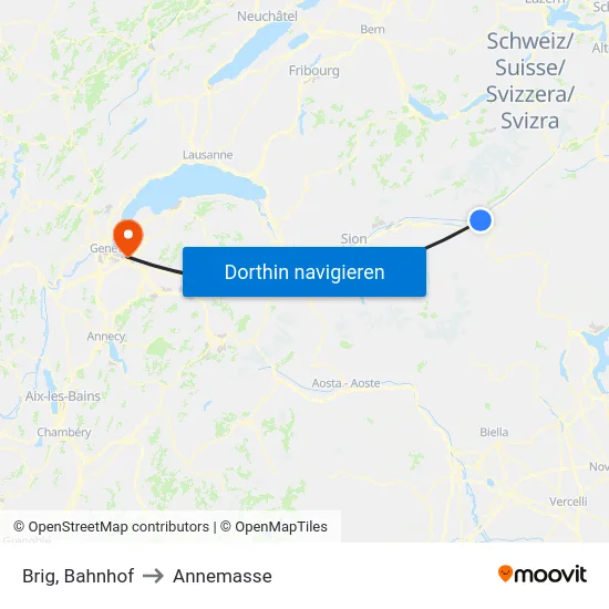 Brig, Bahnhof to Annemasse map