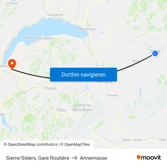 Sierre/Siders, Gare Routière to Annemasse map