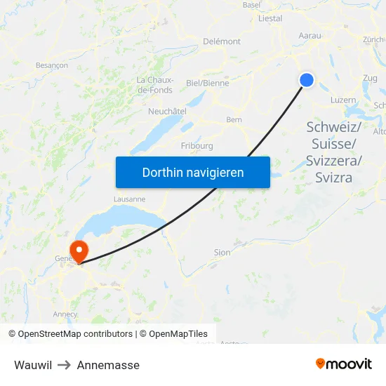 Wauwil to Annemasse map
