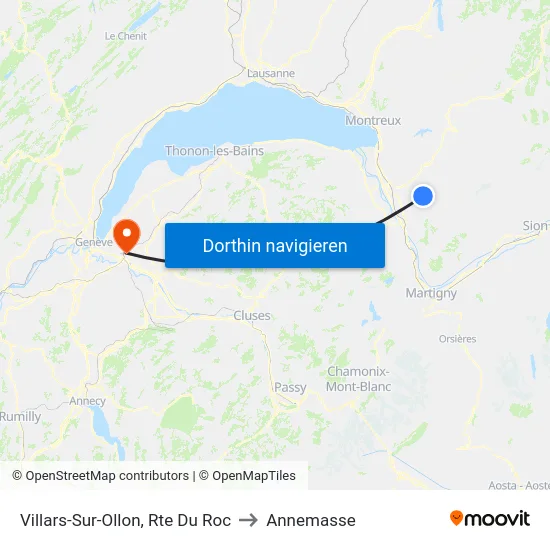 Villars-Sur-Ollon, Rte Du Roc to Annemasse map