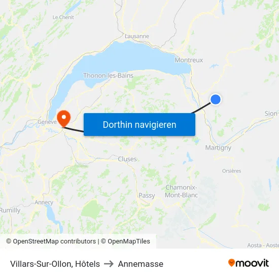 Villars-Sur-Ollon, Tennis to Annemasse map